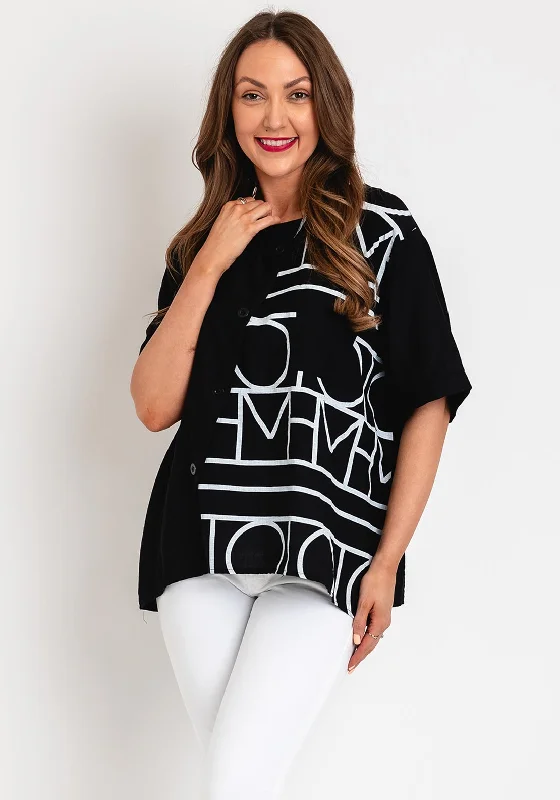 The Serafina Collection One Size Sienna Lightweight Print Top, Black