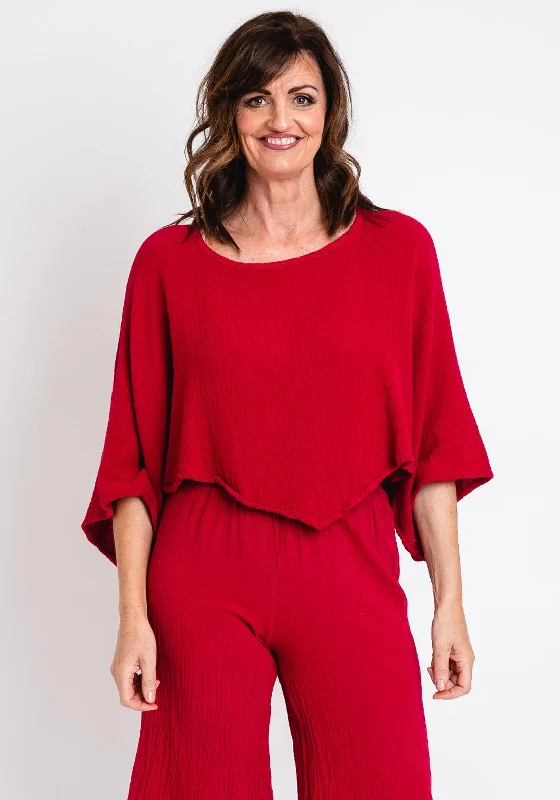 One Life Vanna One Size Cropped Poncho Top, Fuchsia