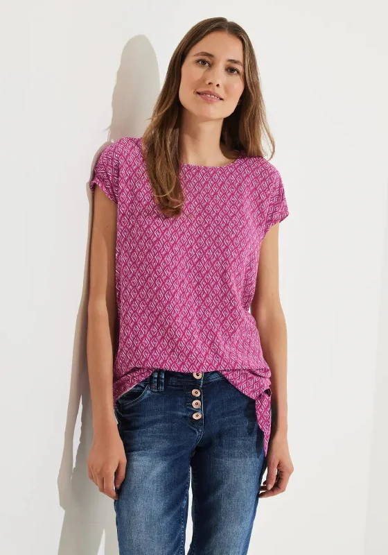 Cecil Print Top with Knot Detail, Pink