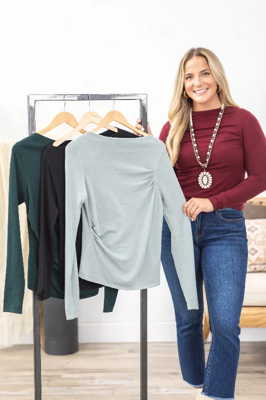 Boat Neck Long Sleeve Top