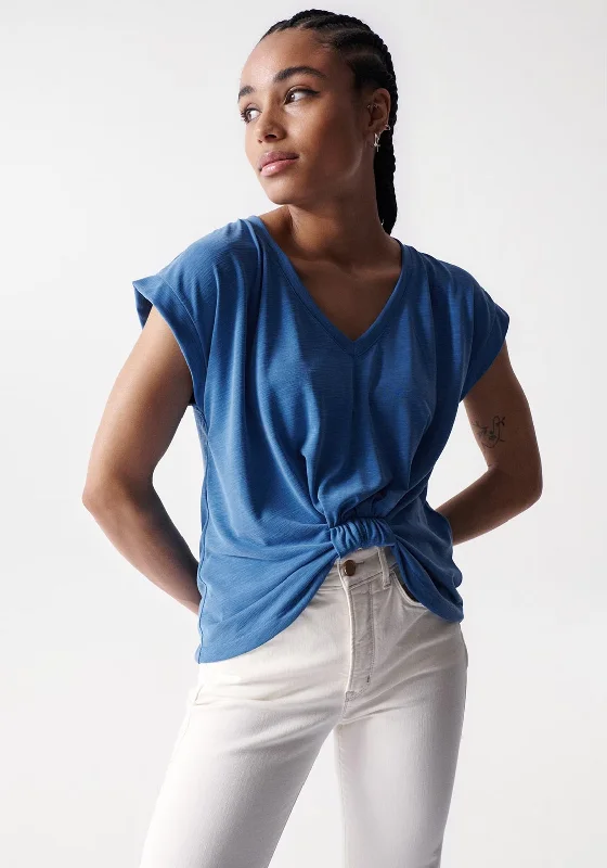 Salsa Gathered Hem T-Shirt, Medium Blue