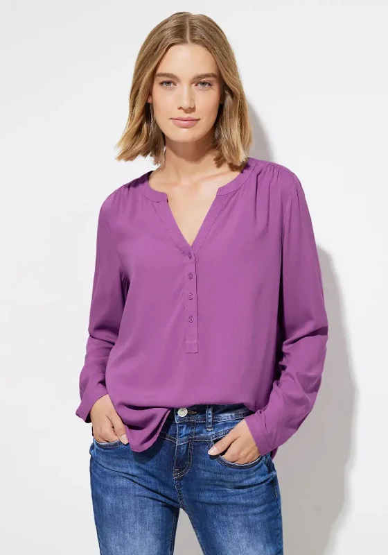 Street One Lightweight Button Up Blouse, Meta Lilac