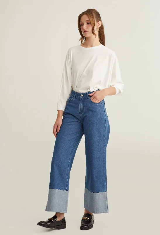 Casual Loose Fit Cuff Jeans