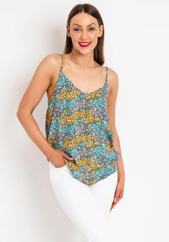 Fransa Floral Cami Top, Blue Multi