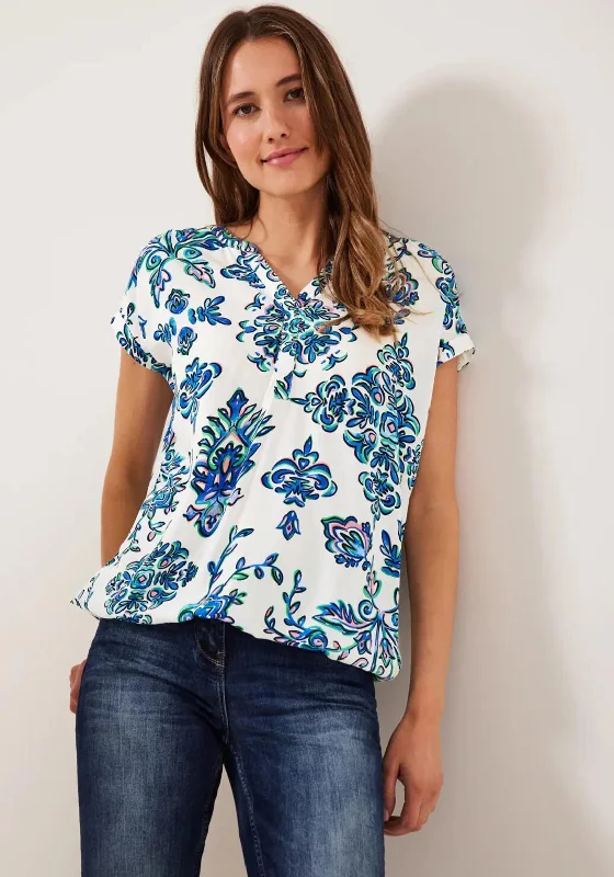 Cecil Ornament Print Top, White Multi