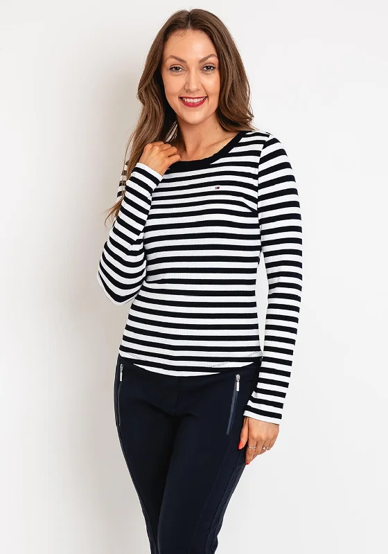 Tommy Hilfiger Womens Stripe Top, Navy & White