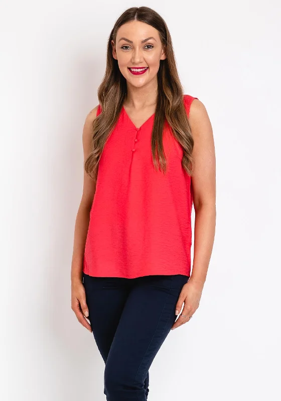 Fransa Hot Crepe Sleeveless Top, Raspberry