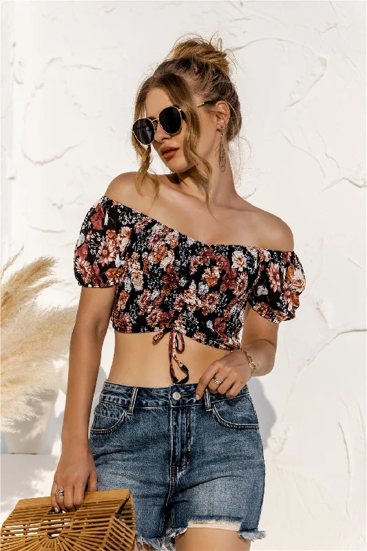 Julia Fashion - Floral Cut-out Sexy Tube-Top