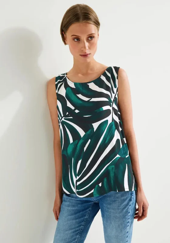 Street One Tropical Print Blouse, Lagoon Green