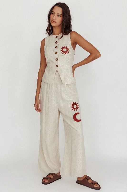 Swing Of Things Sun And Moon Wide Leg Pants Oat