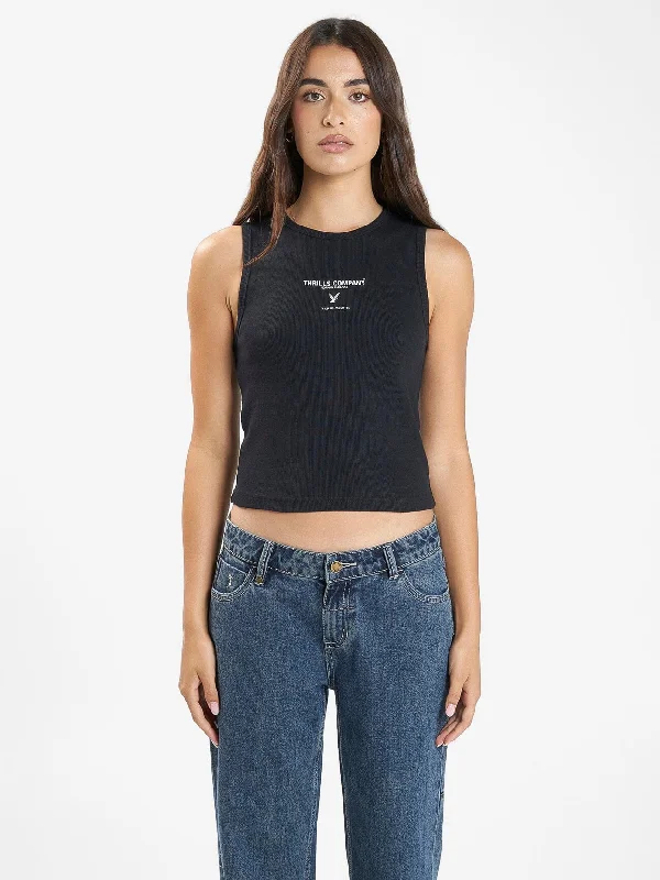 Honour High Neck Tank - Washed Black