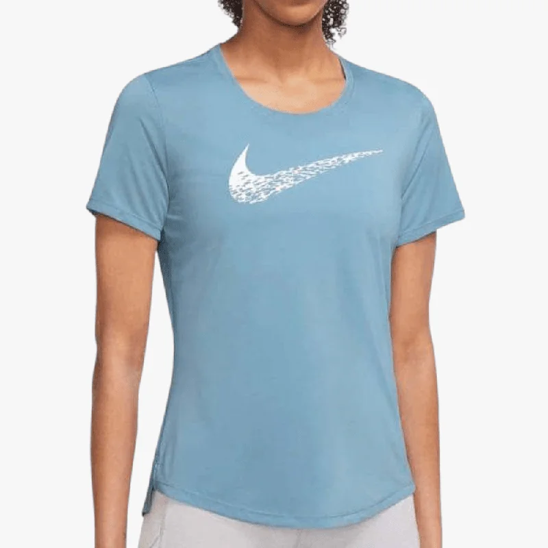 Nike Womens Swoosh Run Short Sleeve Running Top Blue