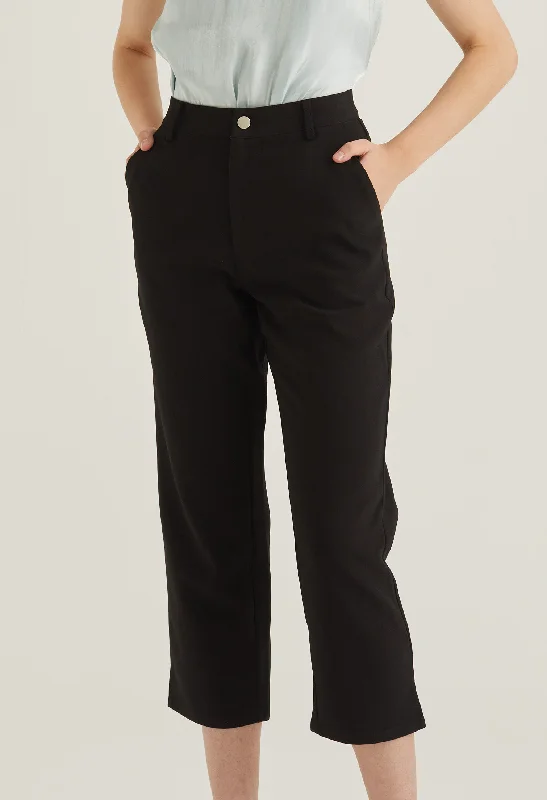 Cropped Office Straight Cut Trousers