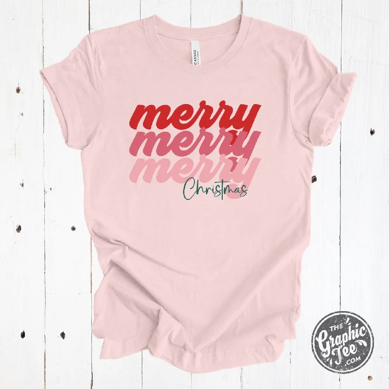 Merry Merry Merry Soft Pink Short Sleeve Crew Neck Tee