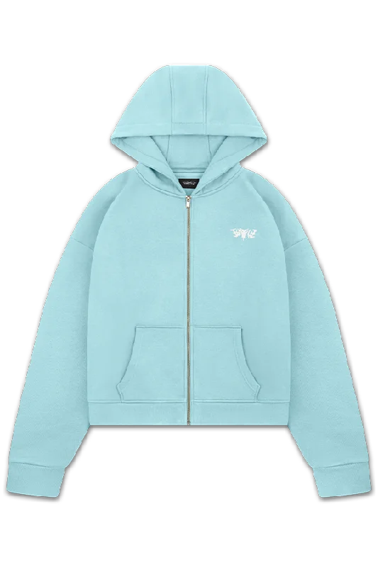 BASIC ZIP HOODIE TURQUOISE