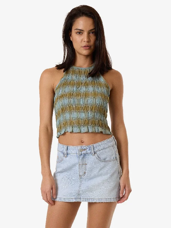 Ansley Halter Top - Stone Blue