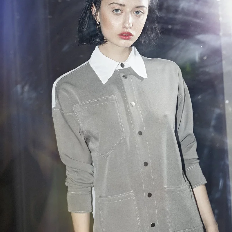 OVERSIZED GABARDINE TULLE SHIRT