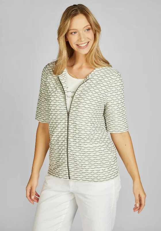 Rabe Vest & Cardigan Twinset, White & Khaki