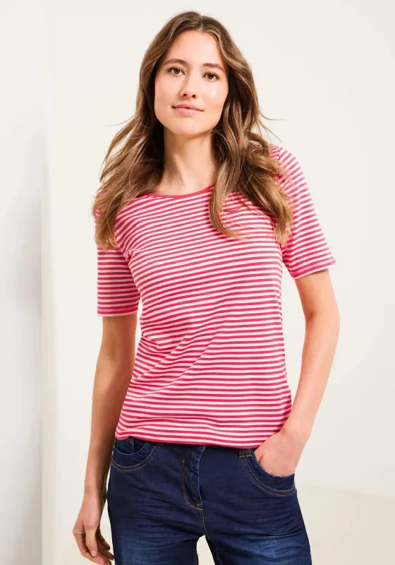 Cecil Round Neck Striped T-Shirt, Raspberry