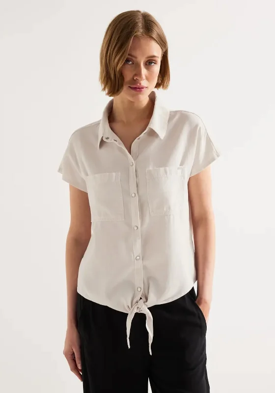 Street One Knot Detail Blouse, Soft Ecru