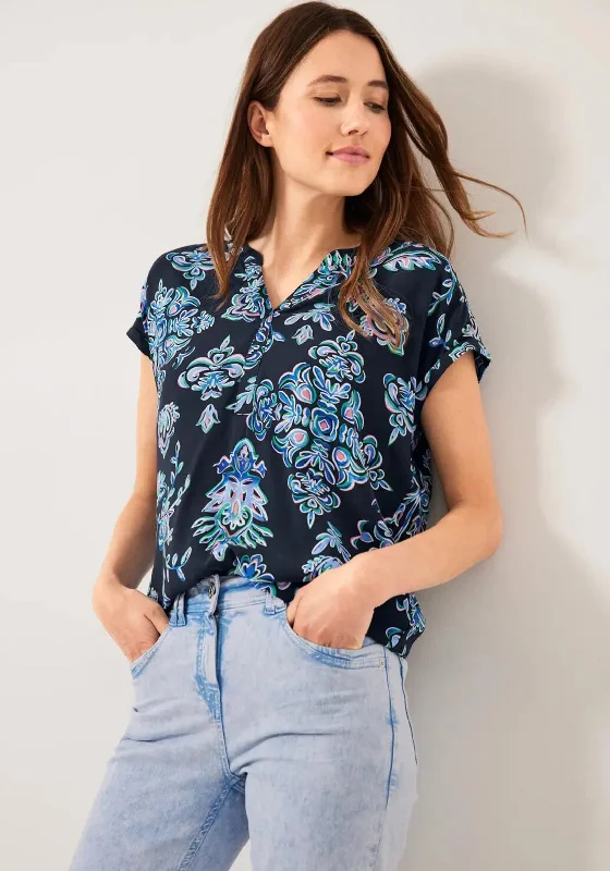 Cecil Ornament Print Top, Navy Multi