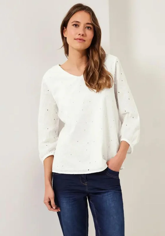 Cecil Embroidery Pattern Oversized Top, Vanilla