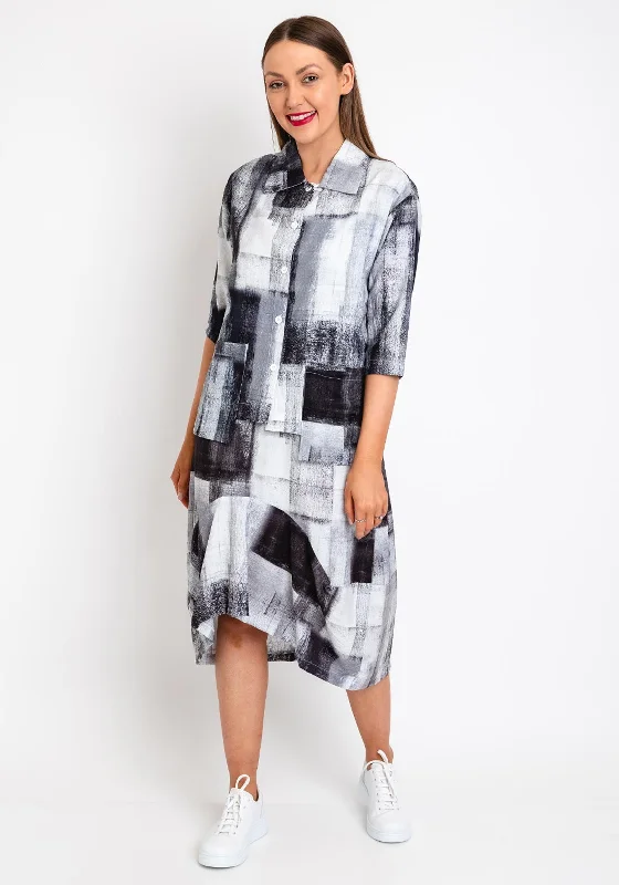 Naya Fade Print Oversized Blouse, Grey