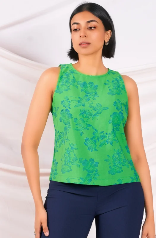 Green Printed Top