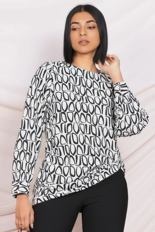 Printed Waist Gather Top