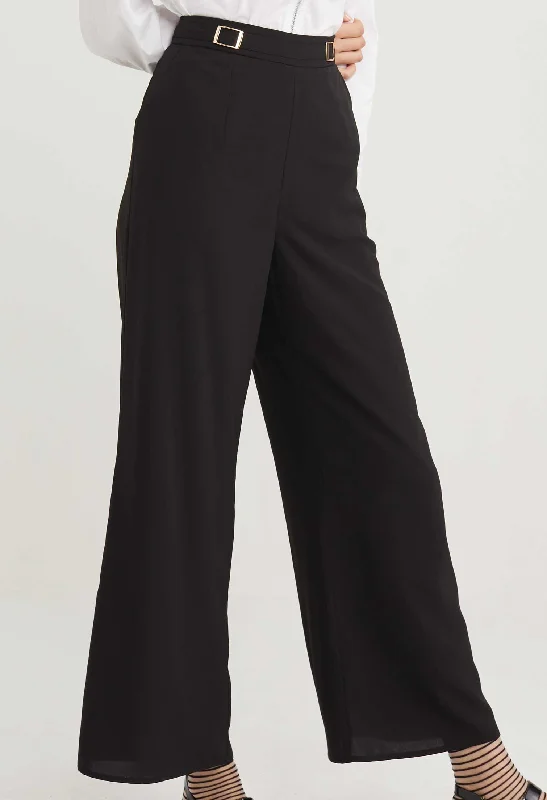 Waist Accent Wide Leg Palazzo Pants