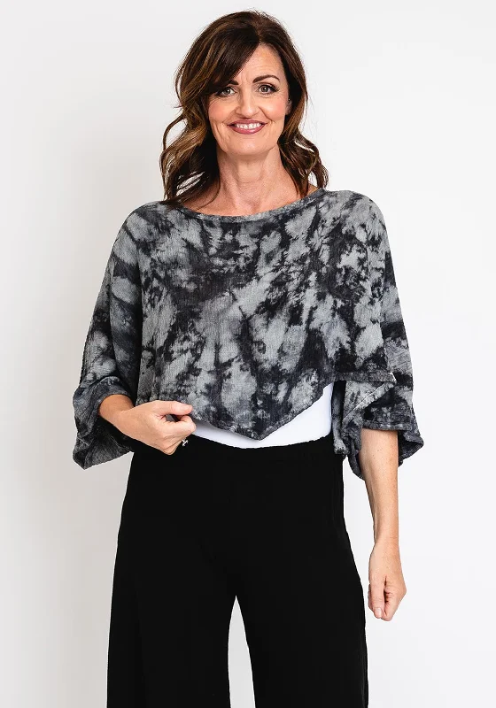 One Life Vanna One Size Cropped Poncho Top, Washed Black