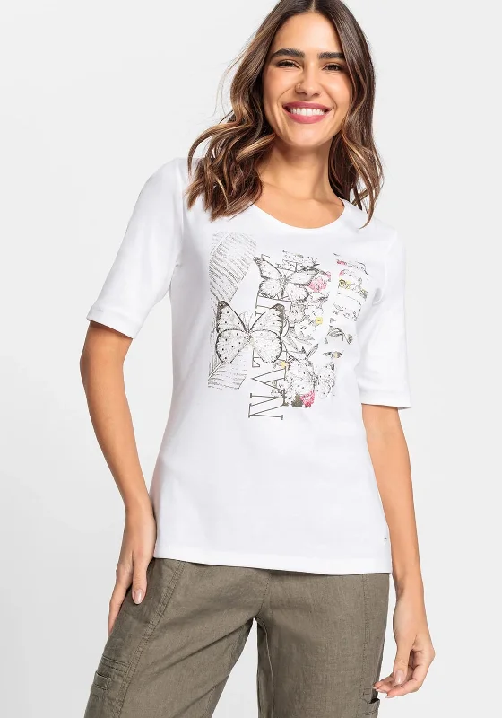 Olsen Butterfly Graphic T-Shirt, White