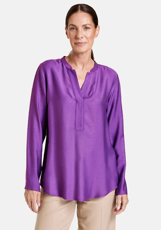 Gerry Weber Notch Neckline Basic Blouse, Purple