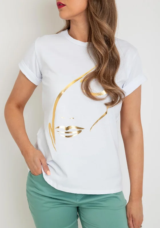 Serafina Collection One Size Gold Print T-shirt, White