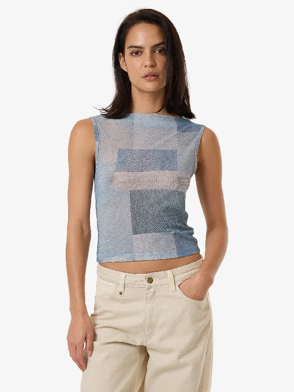 Shades Of Indigo Mesh Tank - Blue