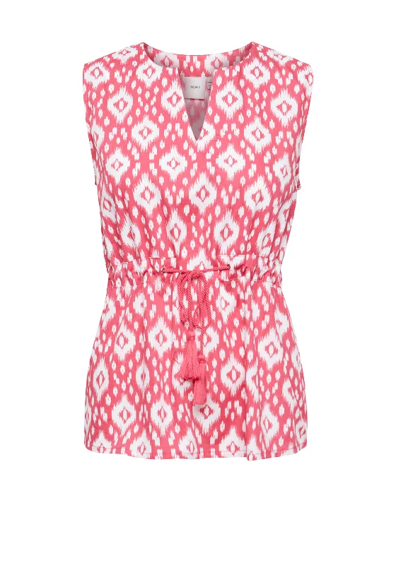 Ichi Margaux Sleeveless Blouse, Carmine