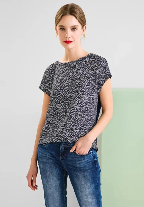 Street One Minimal Print Top, Deep Blue