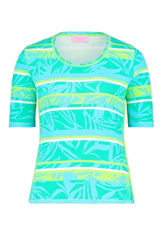 Betty Barclay So Cosy Abstract Print T-Shirt, Green Multi