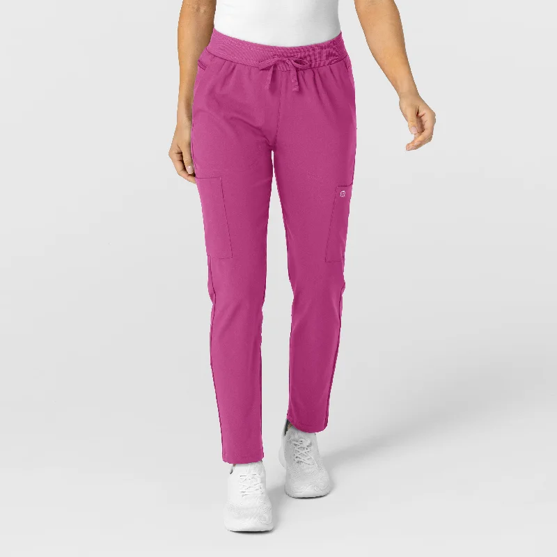 W123 Women's Flex-n-Reach Track Scrub Pant - Raspberry