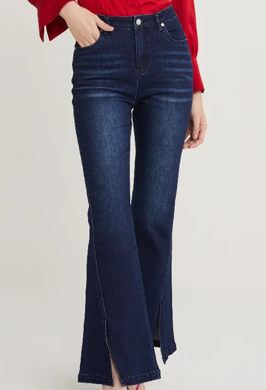 High Rise Flared Accent Denim Jeans