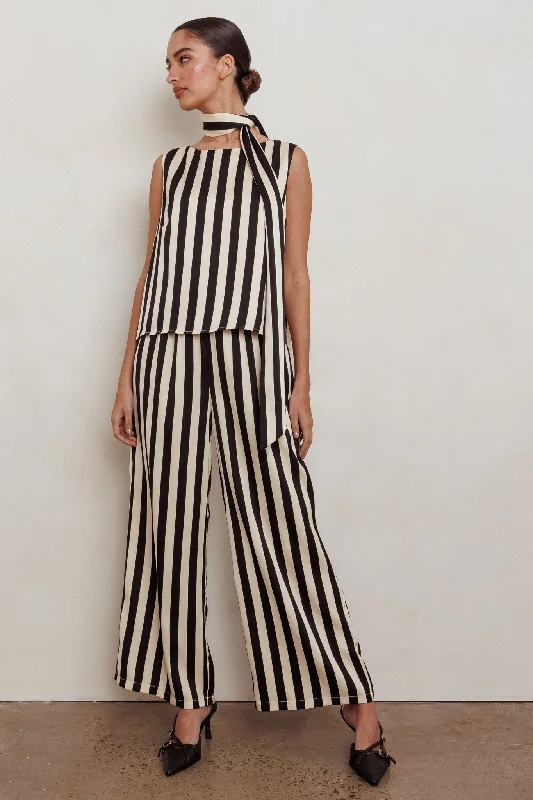 Love Galore Striped Wide Leg Pant Black/Beige