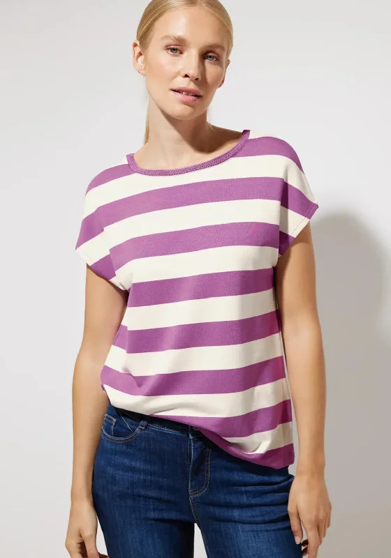 Street One Round Neck Striped Top, Meta Lilac