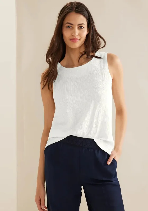 Street One Ribbed Sleeveless Top, White