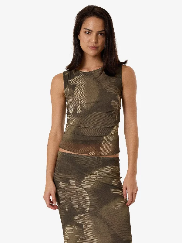 Flora Haze Mesh Tank - Brindle