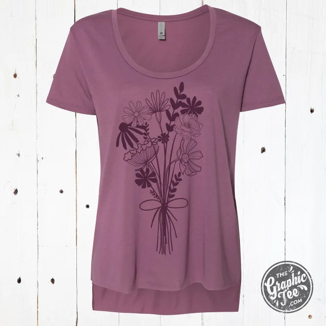 Simply Floral Ladies Cut Hi-low Scoop Neck Tee