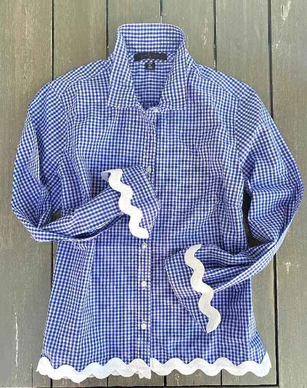 Bridget Gingham Ric Rac Shirt (GRRRYL-WT)