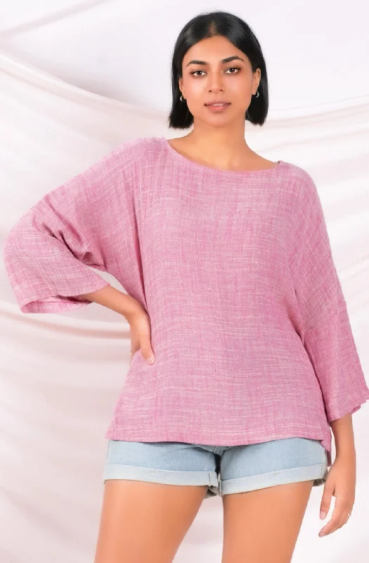 Pink Oversized Linen Top