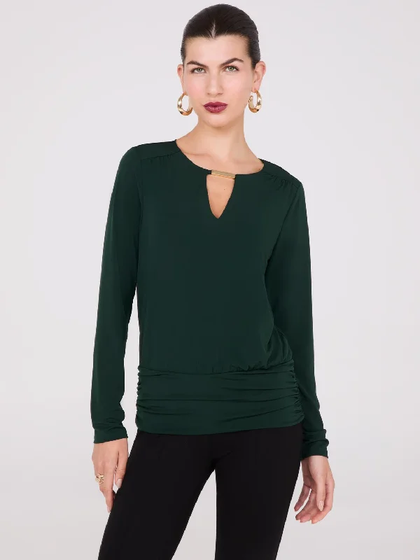 Long Sleeve Top With Metal Bar Detail