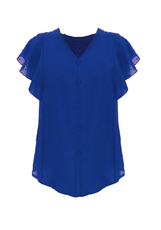 Serafina Collection Aria Frill Sleeve Top, Royal Blue