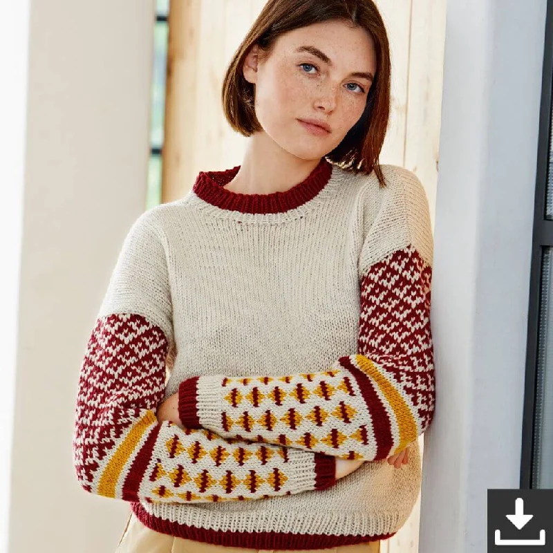 Jacquardärmel Pullover Strickset - Lana Grossa (PDF)